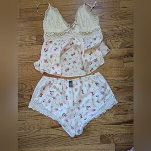Victoria's Secret Floral Lace Trim Sleepwear Set
